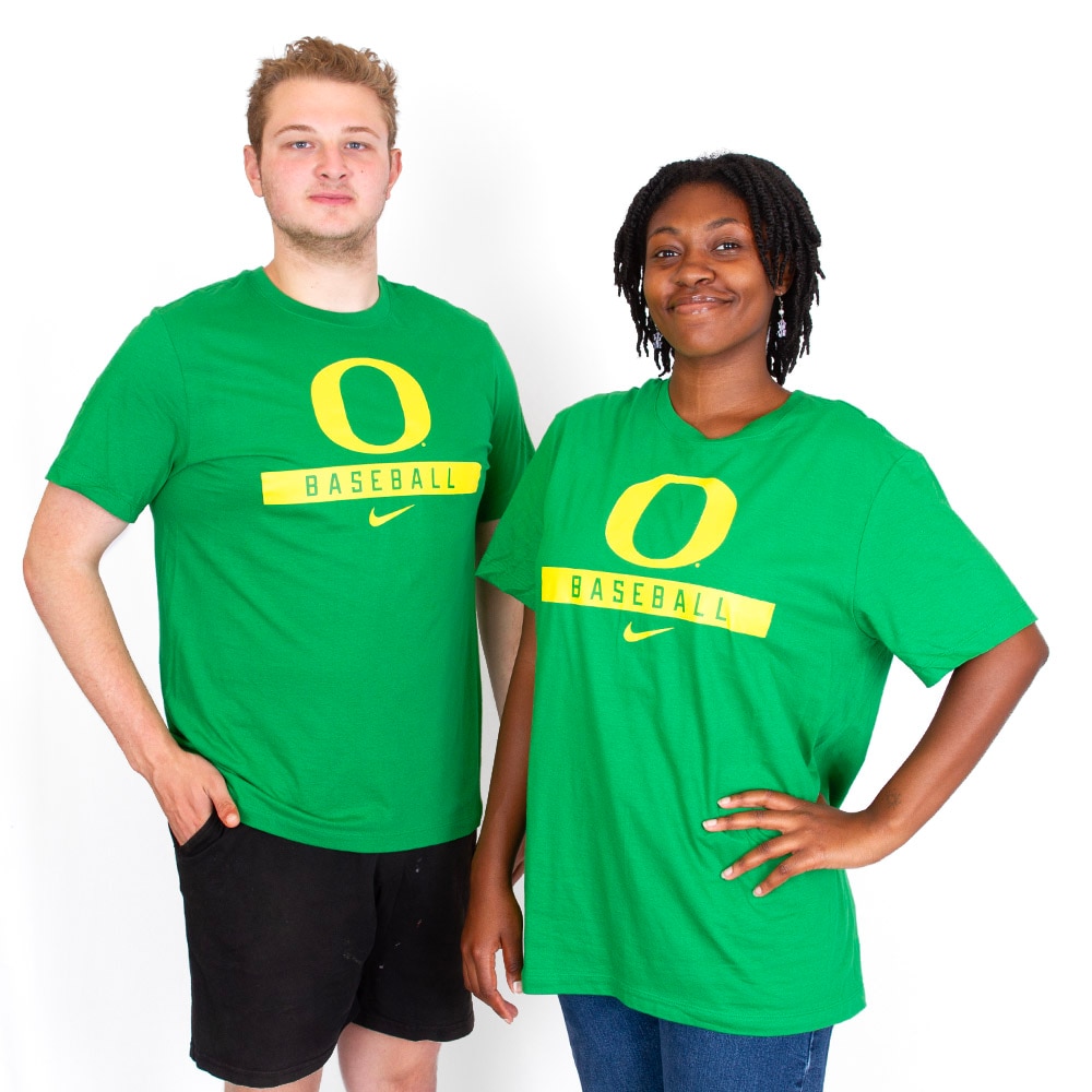Classic Oregon O, Nike, Green, Crew Neck, Cotton, Men, Unisex, Baseball, Basic, T-Shirt, 906446